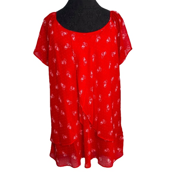 Roz & Ali Red White Polka Dot Bicycle Blouse - Picture 1 of 12